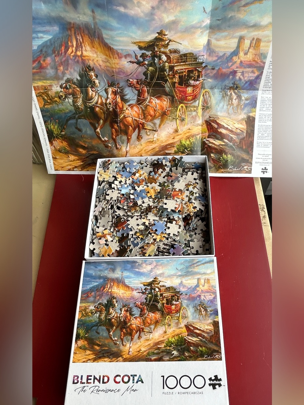 Buffalo Wild West Blend Cota 1000pc Jigsaw Puzzle Western Action +Free Puzzle